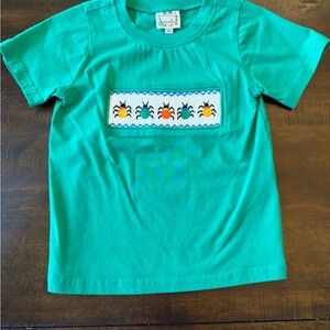 Smocked Bug Patch Short Sleeve Tee - Green